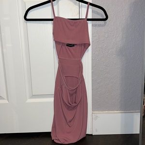 Pretty Little Thing Mauve Pink Cutout Ribbed Dress Size 0